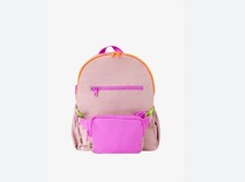 BEIS Pastel Pink Backpack with Lilac Straps and Orange Zipper