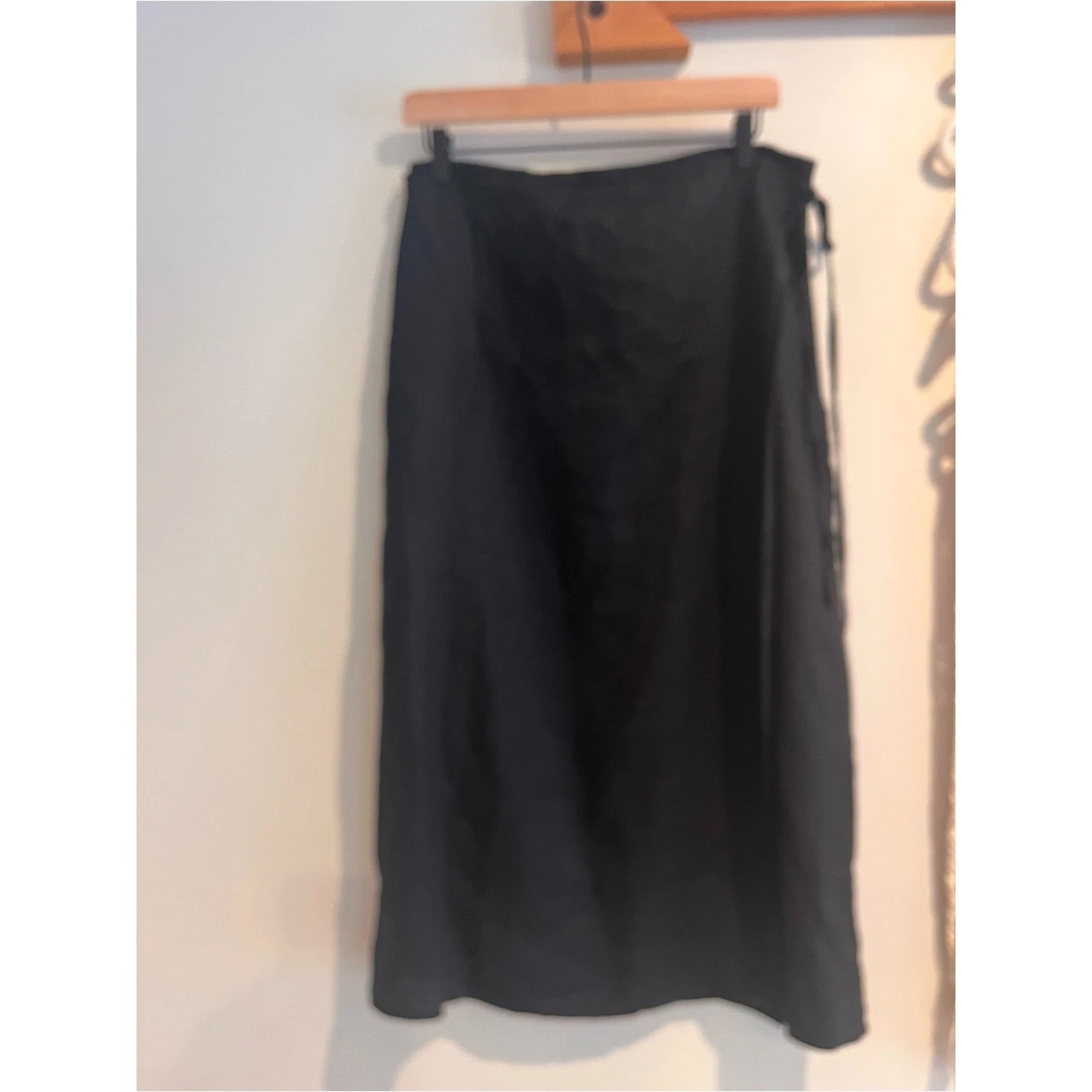 RAILS Carly Linen Skirt in Black LARGE Wrap Midi Minimalist