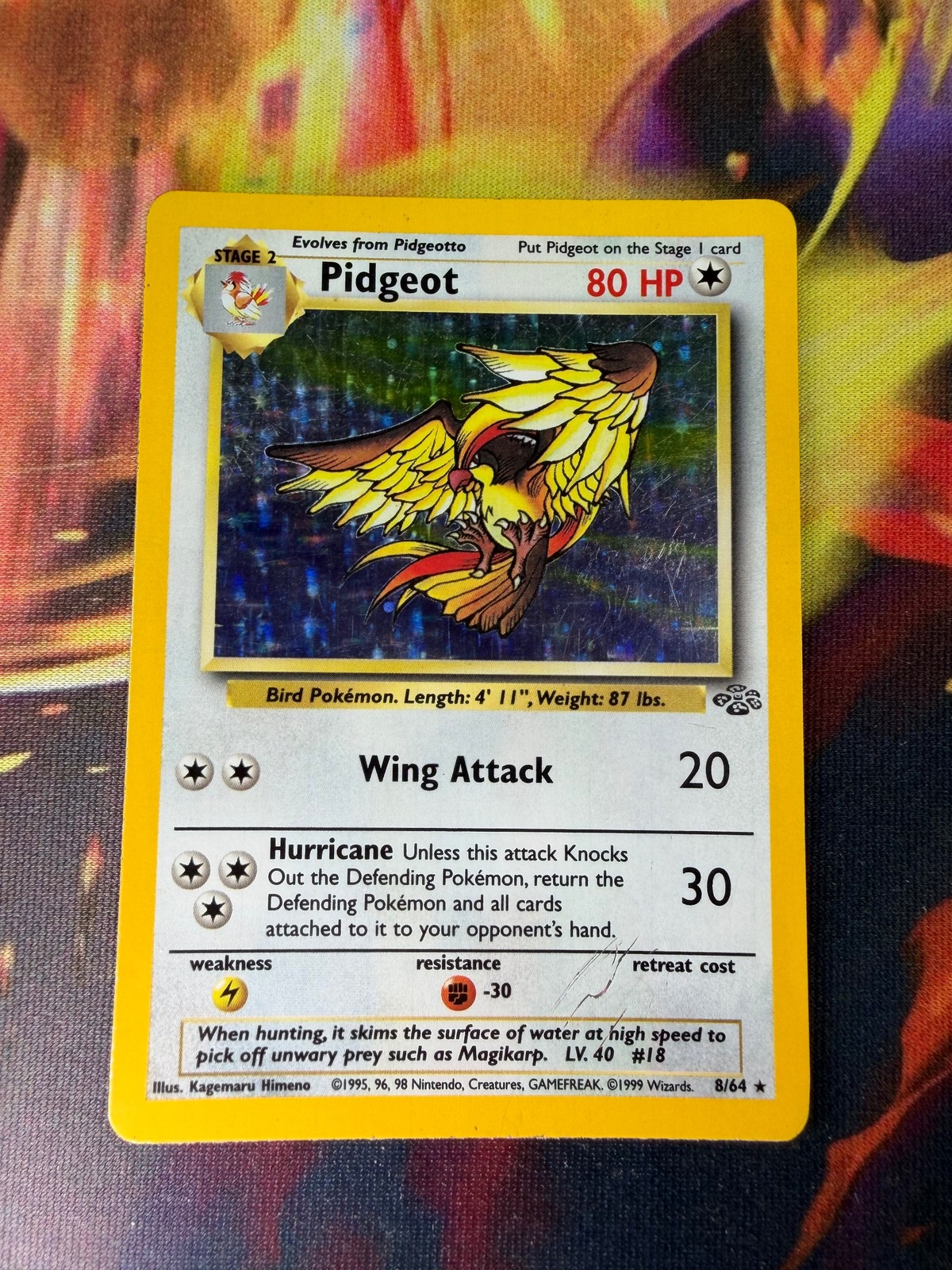 Pidgeot 8/64 LP-DMG Holo Rare Jungle 1999 Pokemon TCG