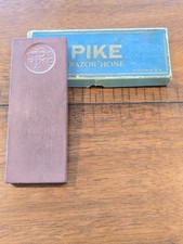 Vintage Pike Razor Hone Stone w/ Box Pike NH USA PIKE FISH LOGO