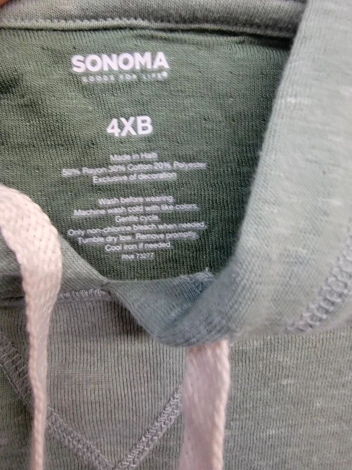 Sonoma-Mens 套头连帽衫运动衫-成人大号-绿色-休闲-户外 4XB — 第 3/4 张图片