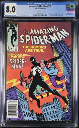 AMAZING SPIDER-MAN 252 1st BLACK COSTUME 1984 Canadian Newsstand Variant CGC 8.0