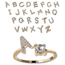 New Design Adjustable 26 Initial Letter Ring Fashion Jewelry For Women Simple