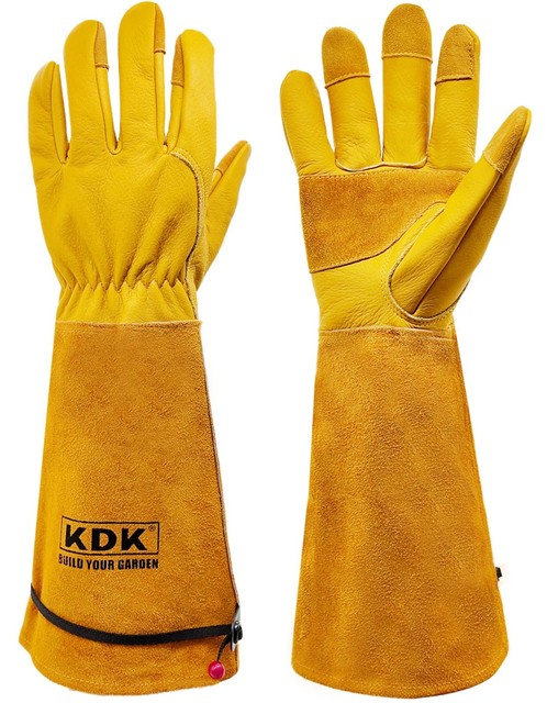 KDK Long Cowhide Gardening Gloves