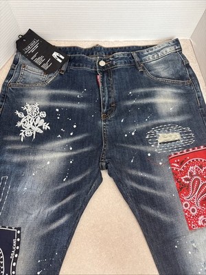 D squared coolgirl skinny distressed/patched jeans Sz38