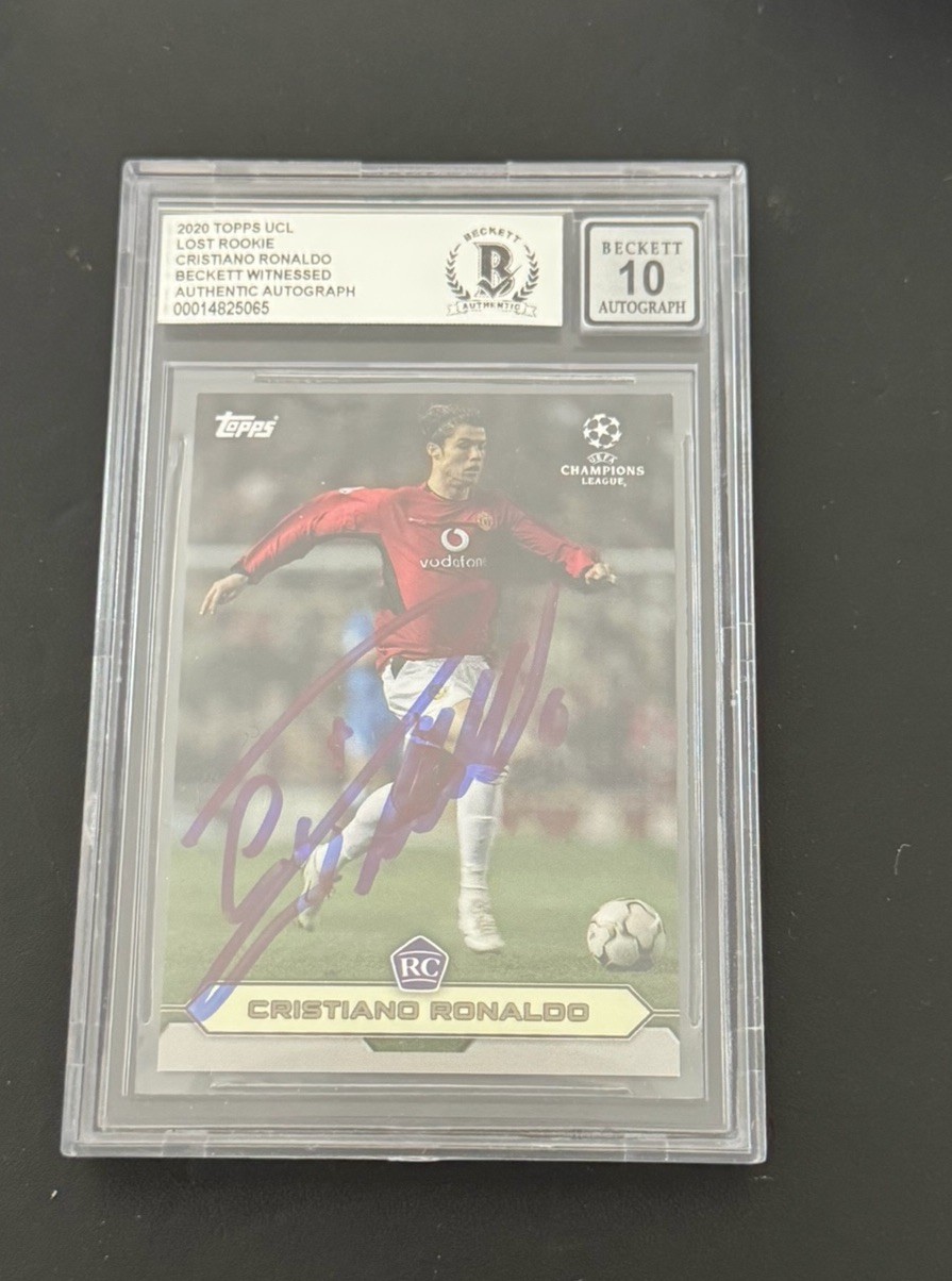 CRISTIANO RONALDO SIGNED 2020 TOPPS UCL LOST ROOKIE BECKETT BGS AUTO 10