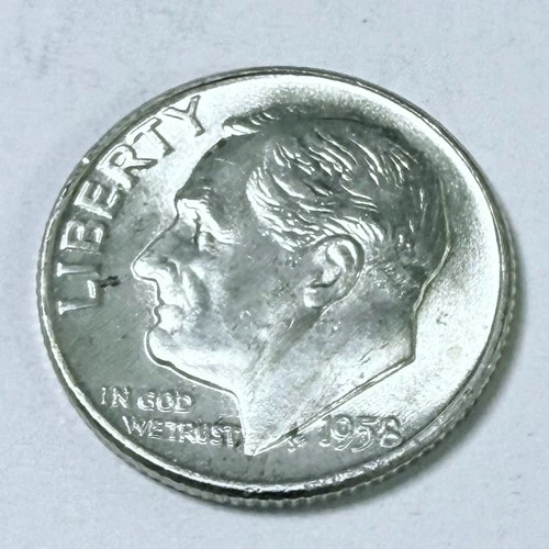 1958-D Roosevelt Silver Dime 90% Silver 10c AU About Uncirculated Details #4382