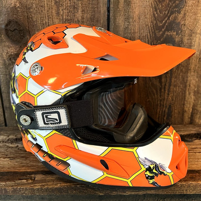 2006 SKI-DOO PRO SNOCROSS HELMET LIMITED EDITION TECHNO-BEE Small, Goggles & Bag