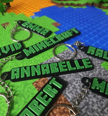 Schlüsselanhänger Minecraft personalisiert Name, Schultüte, Brotzeittasche, individuelles Geschenk
