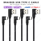 Right Angle Type C Charge Cable Braided USB C Cord For i-Phone 15 16 17 Samsung