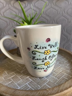 Ceramic Mug with Inspirational Quote ''Live Well Laugh Often Love Much''