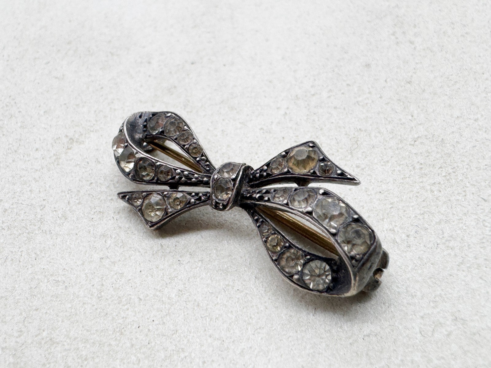 ANTIQUE SOLID SILVER STERLING GEM SET  RIBBON BOW… - image 3