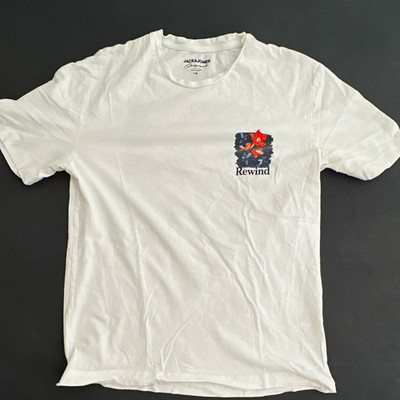 Jack & Jones Originals Herren T-Shirt Weiß L Rewind Print