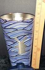 Dutch Bros Coffee Blue Waves Good Vibes Metal Travel Tumbler 24oz COLD DRINK EUC