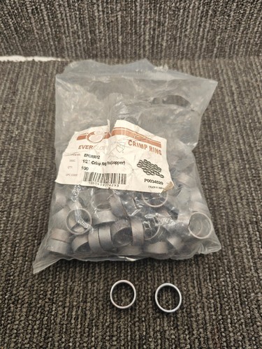 (QTY 100) EVERFLOW EPCR0012: 1/2" Crimp Ring Pex Black Copper
