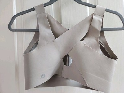 Lululemon Enlite Crossback High Support Bra 34DD Beige Sports Run 