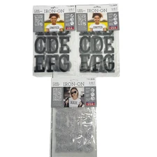 S.E.I. Iron-On Transfer 3” Classic Letters Black Silver Lot Of 3 Packs NEW