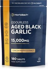 Black Garlic Tablets 15,000mg | 180 Count | High Strength Odourless Concentrated