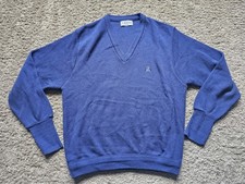 Vintage Izod Blue V-Neck Acrylic Pullover Sweater Men's Size Large Made in USA
