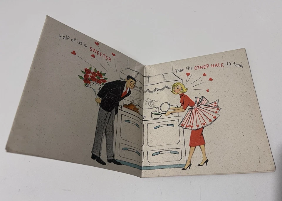 Vintage Hallmark Valentine’s Day Card 1950s “To My Better Half” Large Fold-Out - Image 2 of 4