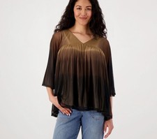 Attitudes By Renee Como Jersey Mesh Ombr&eacute; Swing Top Size M Brown Mocha A601029
