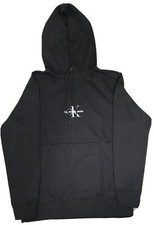 Calvin Klein Men Relaxed Fit Front Embroidered Logo Hoodie, Black, Size 2XL