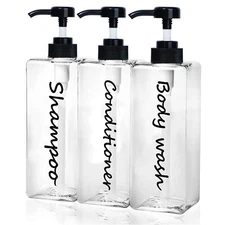 Shampoo Dispenser Refillable Shampoo And Conditioner Bottles clear Set Of 3 21o