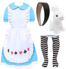 GIRLS ALICE IN WONDERLAND COSTUME DRESS KIDS CHILDS WORLD BOOK DAY FANCY DRESS