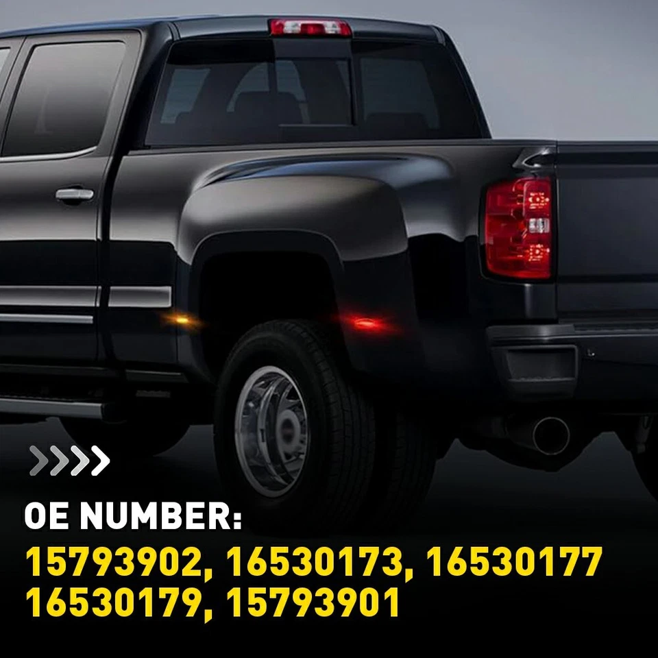 Luces de señalización laterales para guardabarros de doble cama aptas para Chevy Silverado 2500HD 3500HD 01-14 Foto 2 de 4