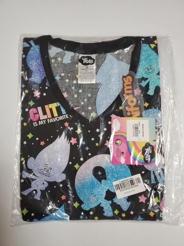 Cherokee Scrubs Tooniforms Trolls Disney V Neck Top Glitter Sz. S NEW - Picture 3 of 5