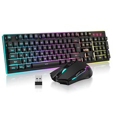 RedThunder K10 Wireless Gaming Keyboard and Mouse Combo, LED Backlit Recharge...