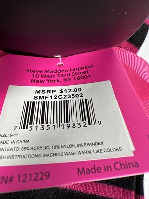 Seyc Macy's NEW Steve Madden Black &Purple 2 Pairs of Striped & Black
