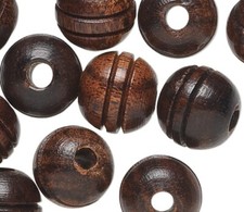 Bead, Wood, 20 Natural Rosewood Brown 9-10mm Round Carved Lined w/ 2.6mm Hole