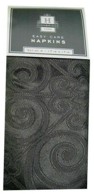 Halloween Napkins Set of 4 Party Goth Punk Black Easy Care 17x17 HighBridge Home