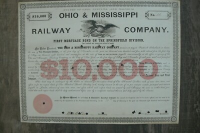 1875 Ohio and Mississippi Railroad Company Aktie/Anleihe 10.000 $ Zertifikat