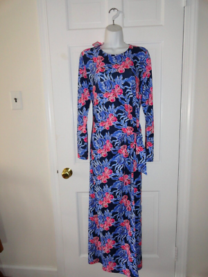 lilly pulitzer bryson maxi dress Lilly Pulitzer Bryson Long Sleeve Maxi Dress Women's Dress Low Tide Navy Its Ofishell : XL