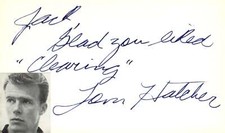 Tom Hatcher Signed Auto 3x5 Index Card Twilight Zone Very Rare
