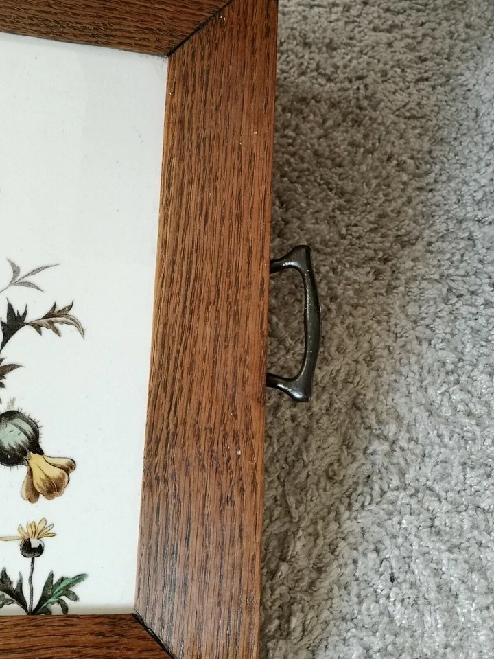 Original Jugendstil Tablett / Keramikplatte mit wunderschönen Mohnblumen Motiv - Bild 3 von 4