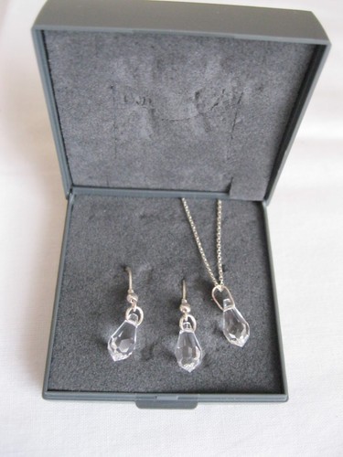 925 silver & crystal Necklace & Earrings Set, pendant drop Silvexcraft NIB - Picture 2 of 4