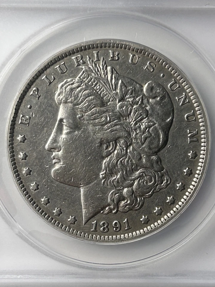 1891 CC Morgan Silver Dollar ANACS AU Details VAM-3 Spitting Eagle Top 100 - Image 3 of 4