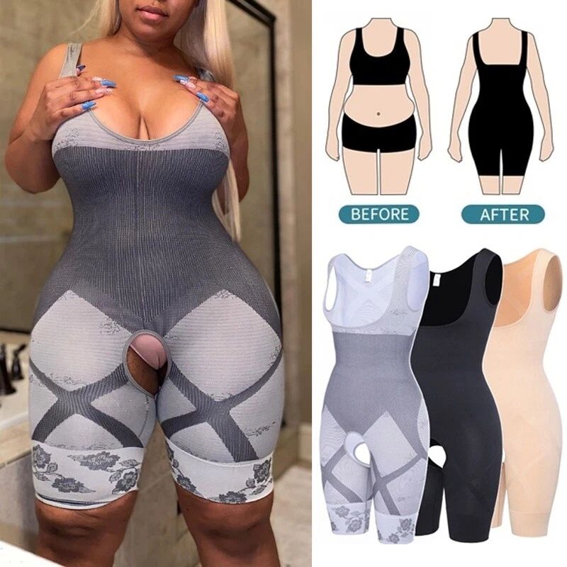 Women Full Body Shaper Open Bust Tummy Control Waist Trainer Bodysuit  Underwear