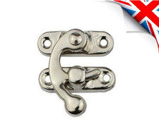 Small SILVER Hasp Latch Chest Lock Jewellery Wine Wooden Box Craft Hook + Screws