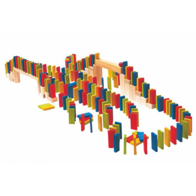 DOMINO 200 HOLZBAUSTEINE  KINDER Holzspielzeug Holzbauklötzer Holzsteine # 90653