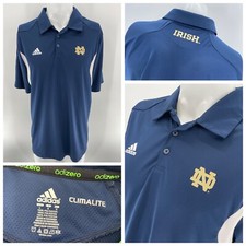 Notre Dame Fighting Irish Polo Shirt L Blue Adidas Climalite Short Slv YGI V3-98