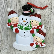 Polar X Family Building Snowman Christmas Ornament - NEW