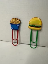 Jumbo Novelty Paper clips School Supplies Burger & Fries 4.5 inches Tall