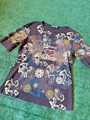 Apt 9 T Shirt Womens Y2K 2000s Grunge Emo Floral Goth Graphic Top Sz L Cute