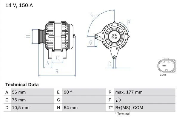 For BMW - 3 Series E90 E91 E92 E93 320 325 330 2004-2007 Bosch 8058 Alternator - Image 3 of 3