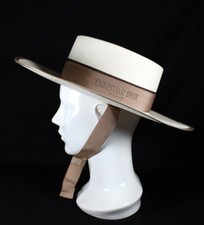 CHRISTIAN DIOR $1,100 NWT Ecru Palm Straw & B...