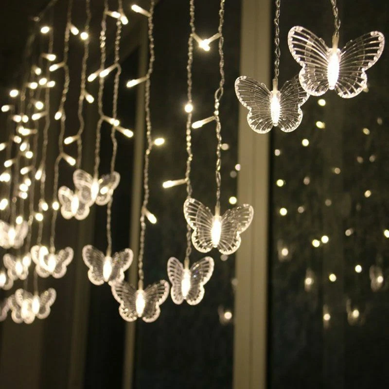 Plug In LED Butterfly Curtain Lights Wall Lights Party Xmas | eBay